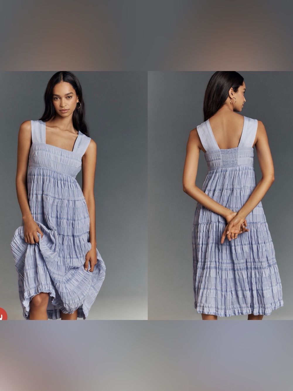 Anthropologie Helena Lavender Smocked Midi Dress